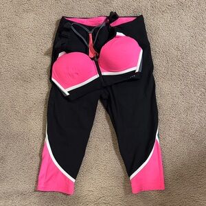 VSX Pink and Black Sports Bra and Leggings Set
